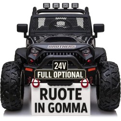 Auto Macchina Elettrica Fuoristrada Big Adventure 24V Nera per Bambini 2 Posti Full Optional sedile in pelle telecomando porte a