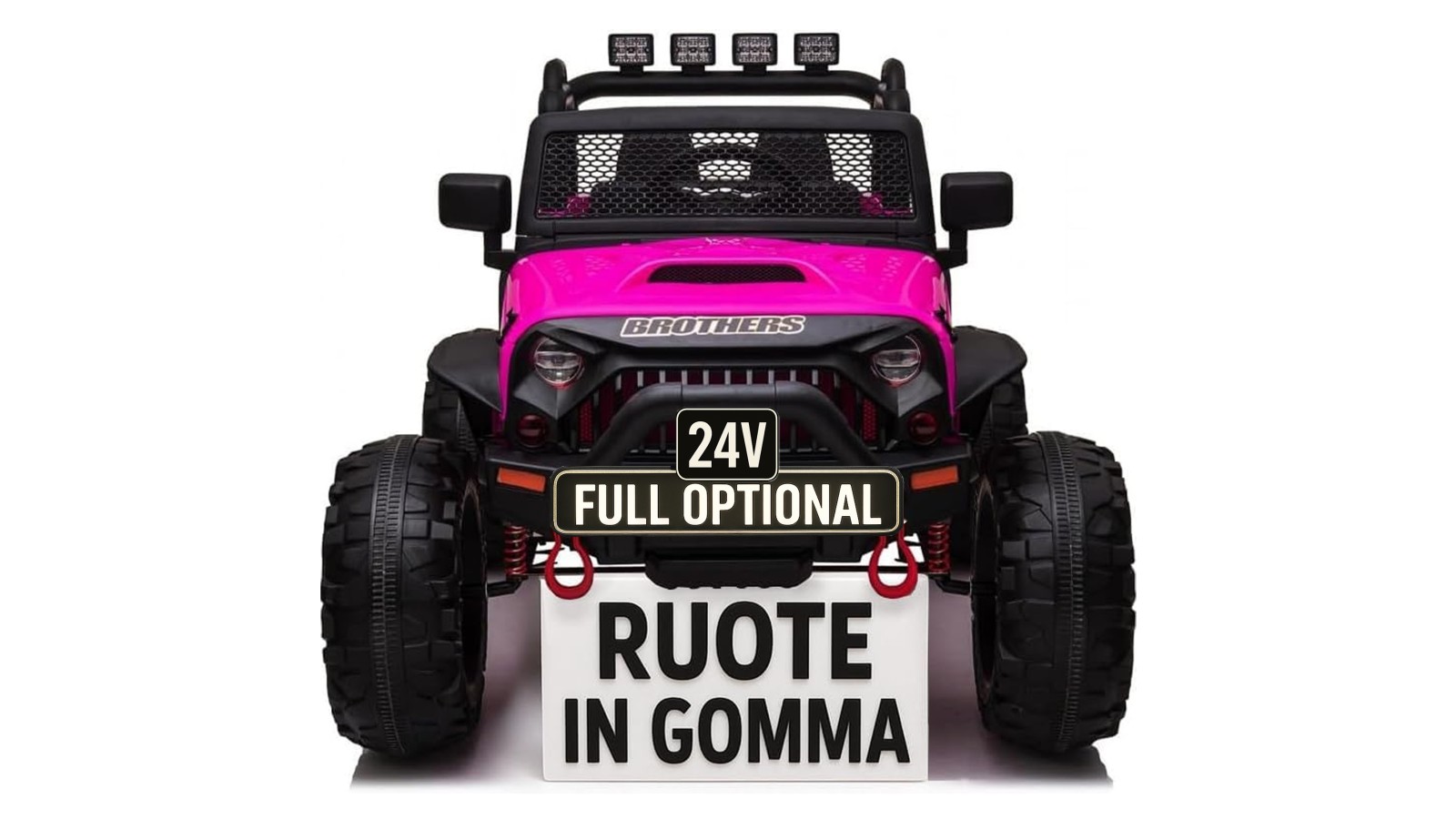 Auto Macchina Elettrica Fuoristrada Big Adventure 24V Rosa per Bambini 2 Posti Full Optional sedile in pelle telecomando porte a