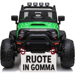 Auto Macchina Elettrica Fuoristrada Big Adventure 24V Verde per Bambini 2 Posti Full Optional sedile in pelle telecomando porte