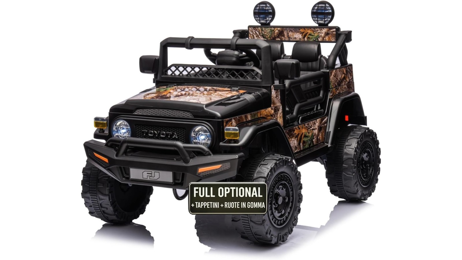 Auto Elettrica per Bambini Jeep Toyota Fj Cruiser 12V Ruote in Gomma Full Optional Sedile Pelle Porte Apribili Telecomando