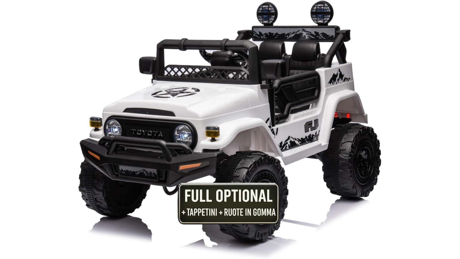 Auto Elettrica per Bambini Jeep Toyota Fj Cruiser 12V Ruote in Gomma Full Optional Sedile Pelle Porte Apribili Telecomando