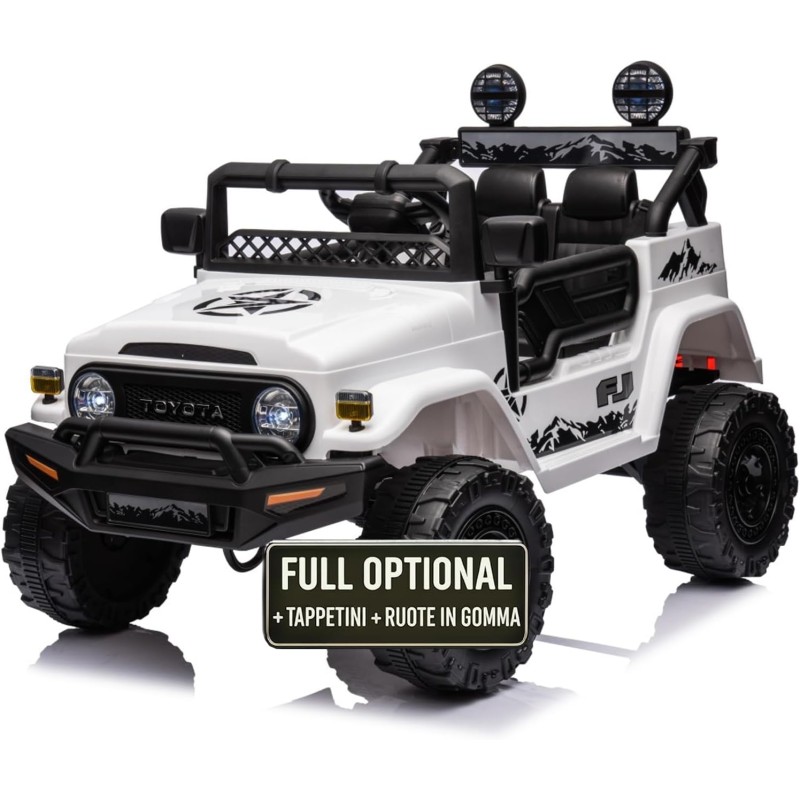 Auto Elettrica per Bambini Jeep Toyota Fj Cruiser 12V Ruote in Gomma Full Optional Sedile Pelle Porte Apribili Telecomando