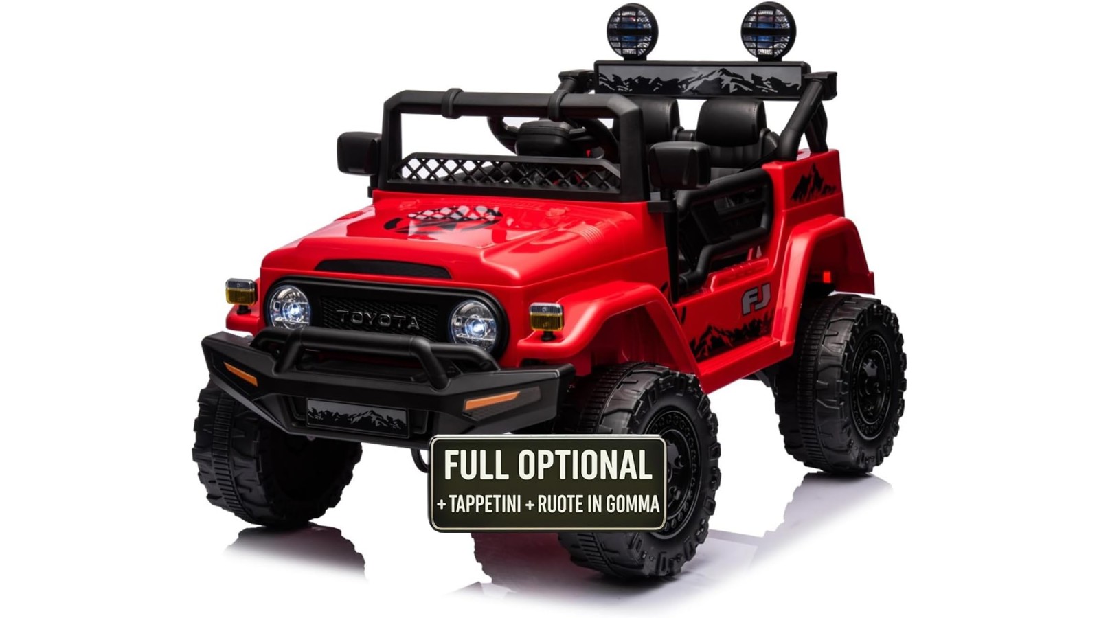 Auto Elettrica per Bambini Jeep Toyota Fj Cruiser 12V Ruote in Gomma Full Optional Sedile Pelle Porte Apribili Telecomando