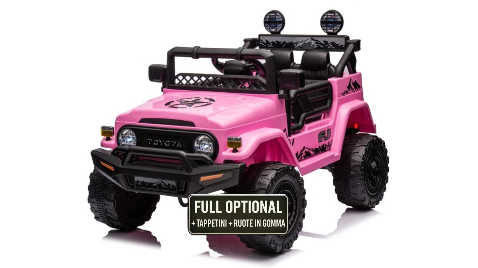 Auto Elettrica per Bambini Jeep Toyota Fj Cruiser 12V Ruote in Gomma Full Optional Sedile Pelle Porte Apribili Telecomando