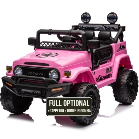 Auto Elettrica per Bambini Jeep Toyota Fj Cruiser 12V Ruote in Gomma Full Optional Sedile Pelle Porte Apribili Telecomando