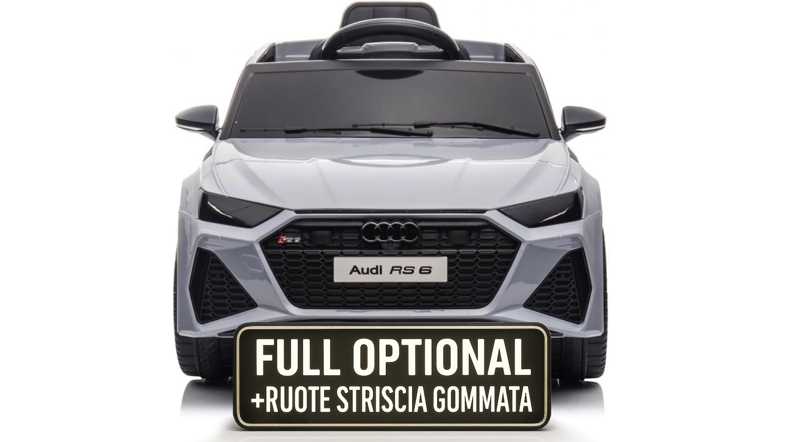 Auto Macchina Elettrica per Bambini 12V Audi RS 6 Sedile Pelle con Telecomando Grigia