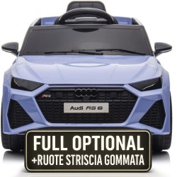 Auto Macchina Elettrica per Bambini 12V Audi RS 6 Sedile Pelle con Telecomando Grey Blue
