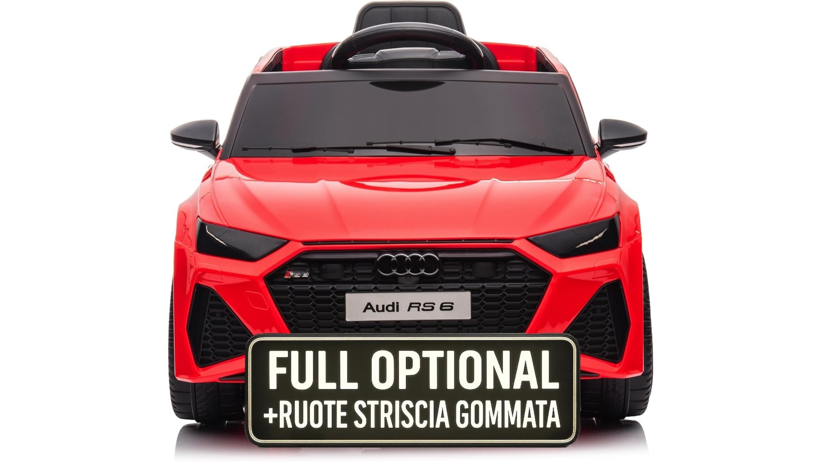 Auto Macchina Elettrica per Bambini 12V Audi RS 6 Sedile Pelle con Telecomando Rossa