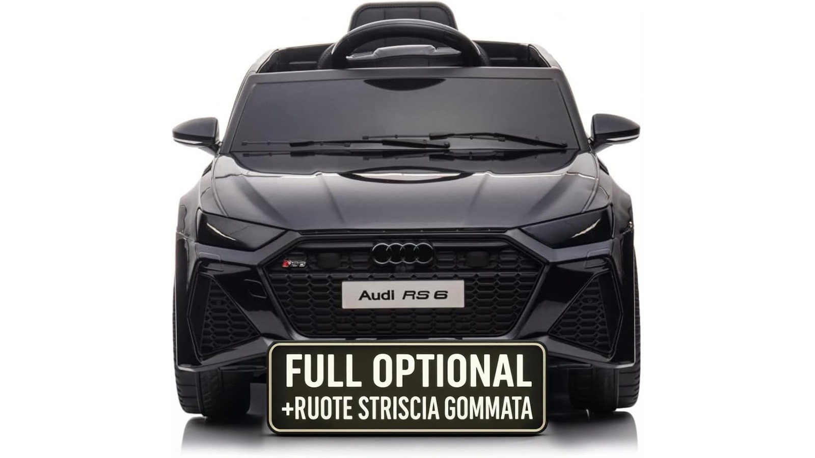 Auto Macchina Elettrica per Bambini 12V Audi RS 6 Sedile Pelle con Telecomando Nera