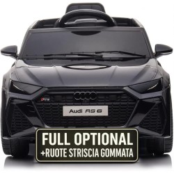 Auto Macchina Elettrica per Bambini 12V Audi RS 6 Sedile Pelle con Telecomando Nera