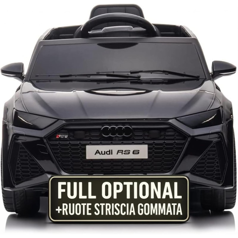 Auto Macchina Elettrica per Bambini 12V Audi RS 6 Sedile Pelle con Telecomando Nera
