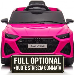 Auto Macchina Elettrica per Bambini 12V Audi RS 6 Sedile Pelle con Telecomando Rosa