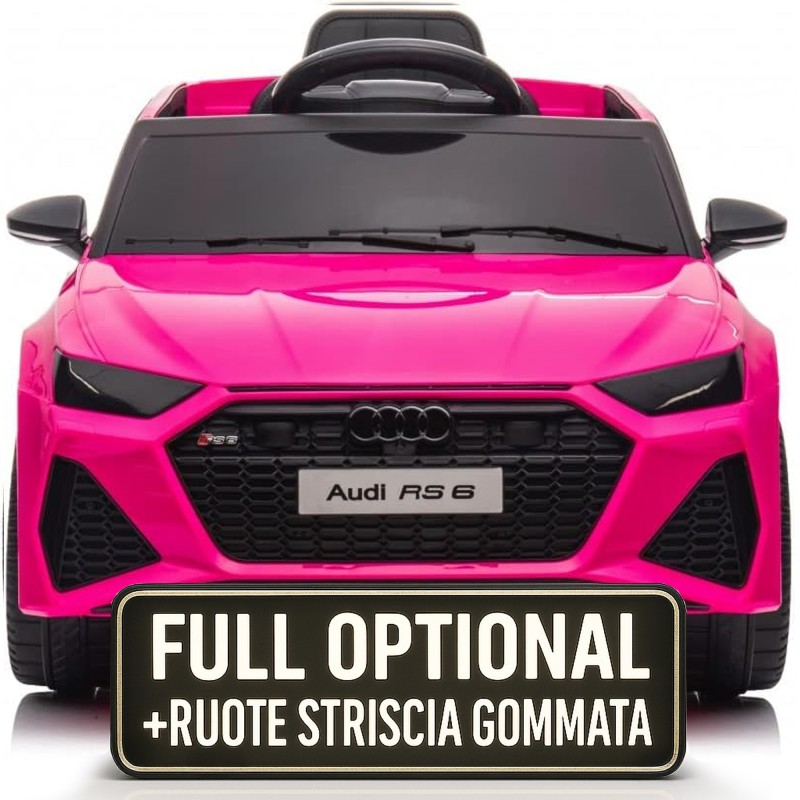 Auto Macchina Elettrica per Bambini 12V Audi RS 6 Sedile Pelle con Telecomando Rosa