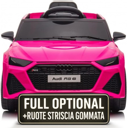 Auto Macchina Elettrica per Bambini 12V Audi RS 6 Sedile Pelle con Telecomando Rosa