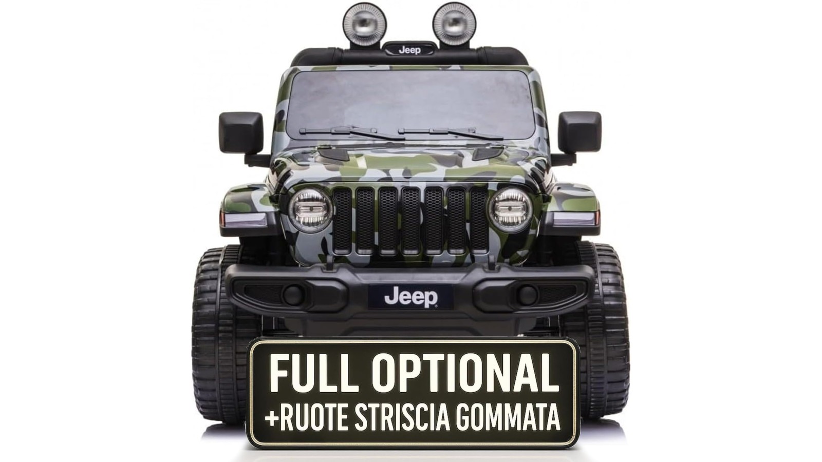 Auto Macchina Elettrica Jeep Wrangler Rubicon 12V per Bambini porte apribili Con telecomando Full accessori (Army)
