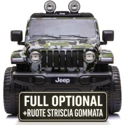 Auto Macchina Elettrica Jeep Wrangler Rubicon 12V per Bambini porte apribili Con telecomando Full accessori (Army)
