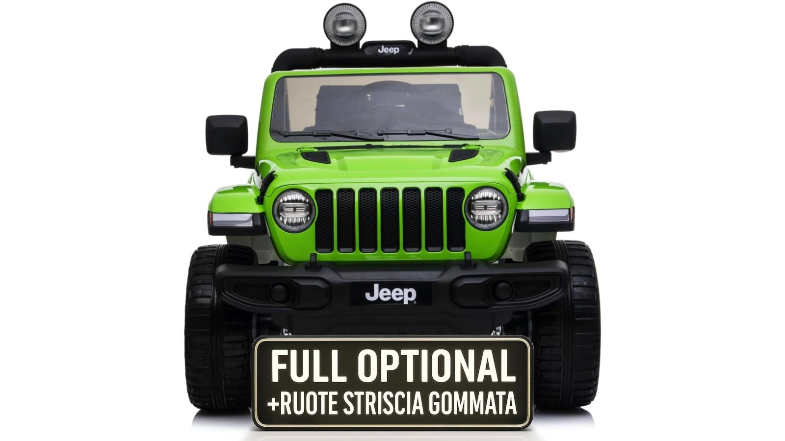 Auto macchina elettrica jeep Wrangler Rubicon 12V per bambini porte apribili con telecomando full accessori Green