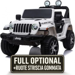 Auto Macchina Elettrica Jeep Wrangler Rubicon 12V per Bambini porte apribili Con telecomando Full accessori (Bianca)