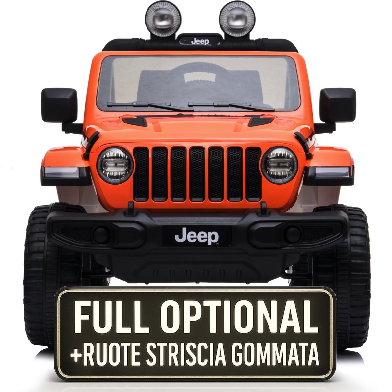 Auto Macchina Elettrica Jeep Wrangler Rubicon 12V per Bambini porte apribili Con telecomando Full accessori (Orange)