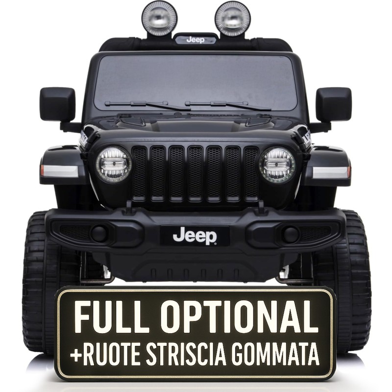 Auto Macchina Elettrica Jeep Wrangler Rubicon 12V per Bambini porte apribili Con telecomando Full accessori (Nera)
