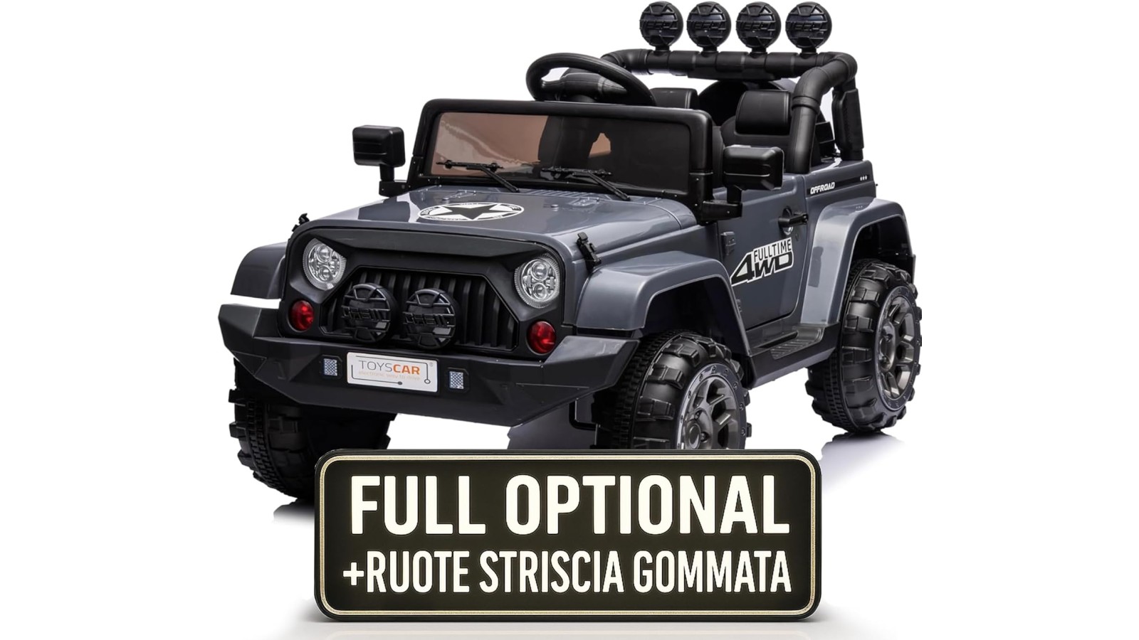 Auto Macchina Elettrica per Bambini Fuoristrada Grigia 12V MP3 Led con Telecomando Full Optional Sedili in Pelle