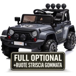 Auto Macchina Elettrica per Bambini Fuoristrada Grigia 12V MP3 Led con Telecomando Full Optional Sedili in Pelle