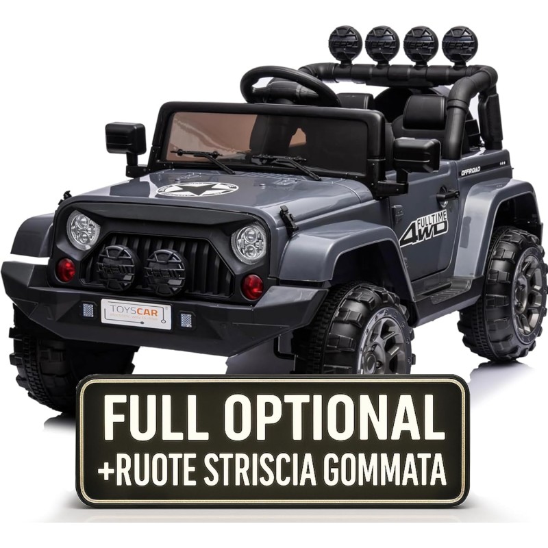Auto Macchina Elettrica per Bambini Fuoristrada Grigia 12V MP3 Led con Telecomando Full Optional Sedili in Pelle