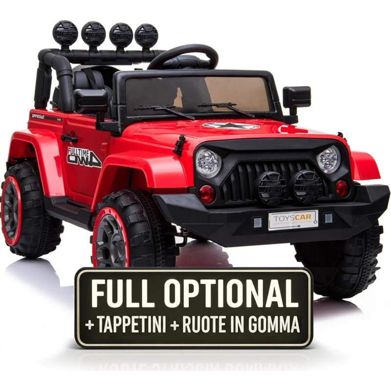 Auto Macchina Elettrica per Bambini Fuoristrada Adventure 12V MP3 Led Telecomando Full Optional Sedili in Pelle Ruote in Gomma