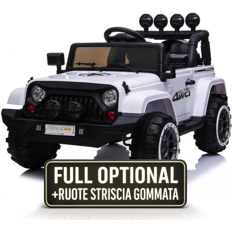 Auto Macchina Elettrica per Bambini Fuoristrada Bianca 12V MP3 Led con Telecomando Full Optional Sedili in Pelle