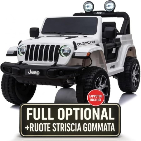 Auto Macchina Elettrica Jeep Wrangler Rubicon 12V per Bambini porte apribili Con telecomando Full accessori (Bianca)