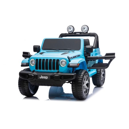 Auto Macchina Elettrica Jeep Wrangler Rubicon 12V per Bambini porte apribili Con telecomando Full accessori (Blu Sky)