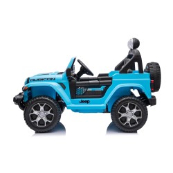 Auto Macchina Elettrica Jeep Wrangler Rubicon 12V per Bambini porte apribili Con telecomando Full accessori (Blu Sky)
