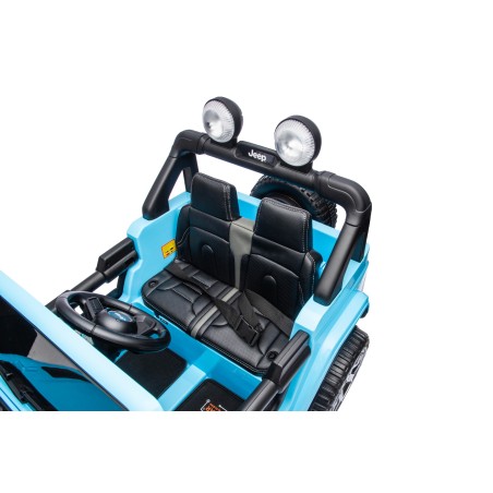 Auto Macchina Elettrica Jeep Wrangler Rubicon 12V per Bambini porte apribili Con telecomando Full accessori (Blu Sky)