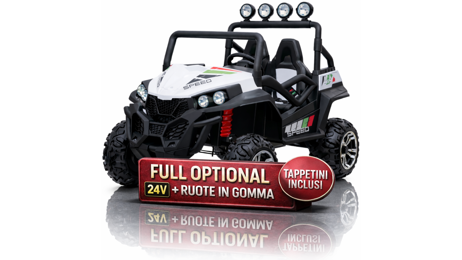 Auto Macchina Elettrica New Polar 24V per Bambini 2 Posti Full Optional Sedile Regolabile E telecomando (Bianca)