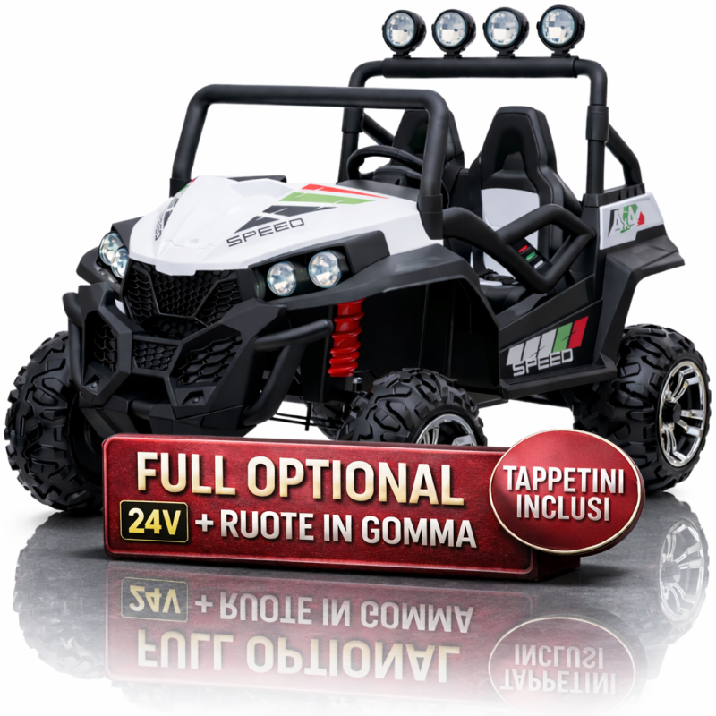 Auto Macchina Elettrica New Polar 24V per Bambini 2 Posti Full Optional Sedile Regolabile E telecomando (Bianca)