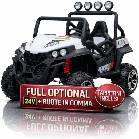 Auto Macchina Elettrica New Polar 24V per Bambini 2 Posti Full Optional Sedile Regolabile E telecomando (Bianca)