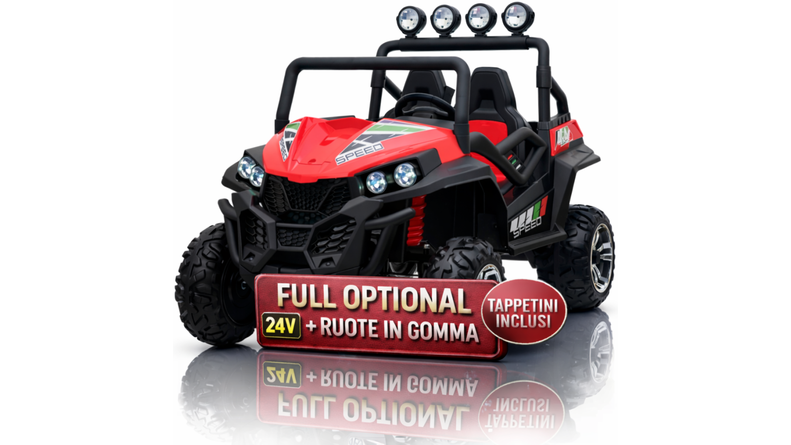 Auto Macchina Elettrica New Polar 24V per Bambini 2 Posti Full Optional Sedile Regolabile E telecomando (Rossa)