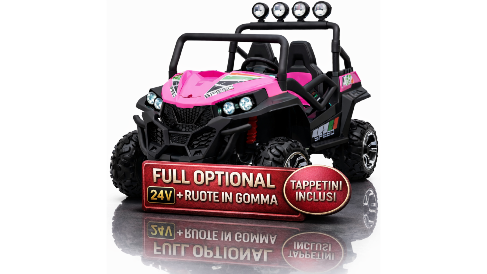 Auto Macchina Elettrica New Polar 24V per Bambini 2 Posti Full Optional Sedile Regolabile E telecomando (Rosa)