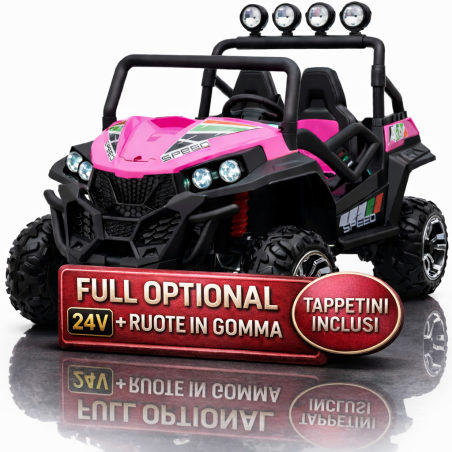 Auto Macchina Elettrica New Polar 24V per Bambini 2 Posti Full Optional Sedile Regolabile E telecomando (Rosa)