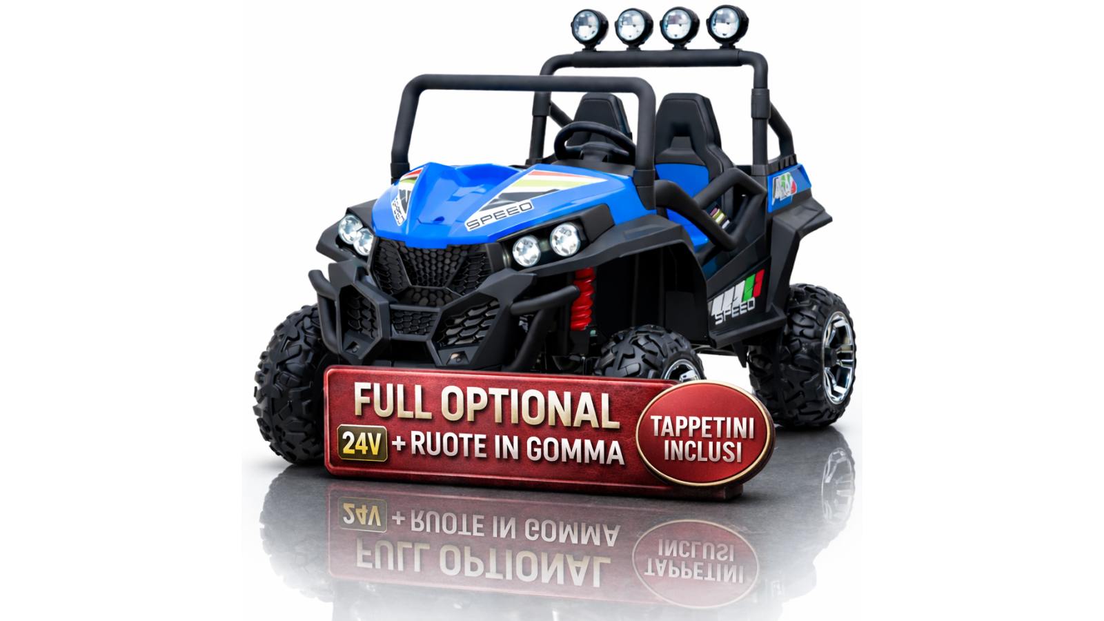 Auto Macchina Elettrica New Polar 24V per Bambini 2 Posti Full Optional Sedile Regolabile E telecomando (Blue)