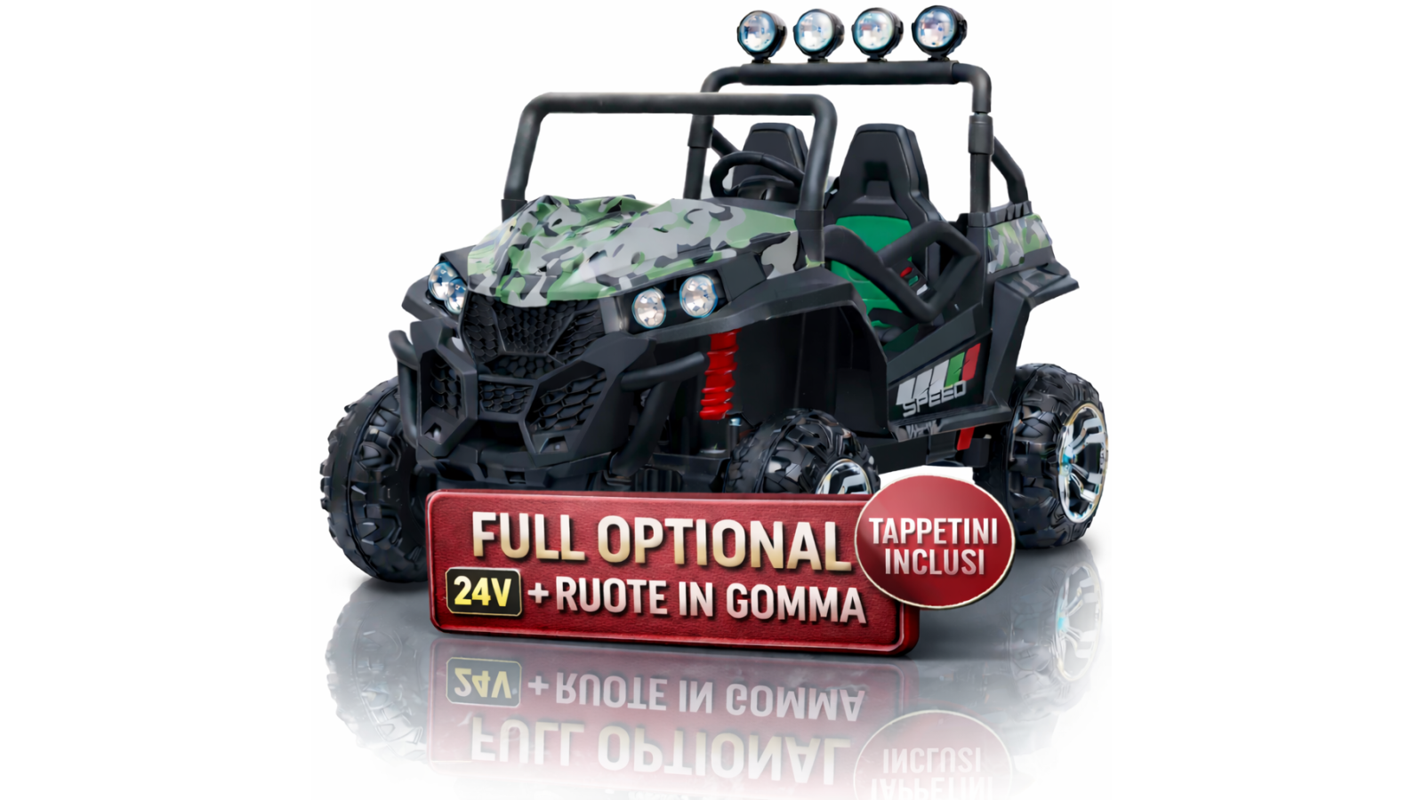 Auto Macchina Elettrica New Polar 24V Militare per Bambini 2 Posti Full Optional Sedile Regolabile E telecomando