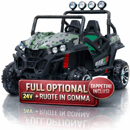 Auto Macchina Elettrica New Polar 24V Militare per Bambini 2 Posti Full Optional Sedile Regolabile E telecomando