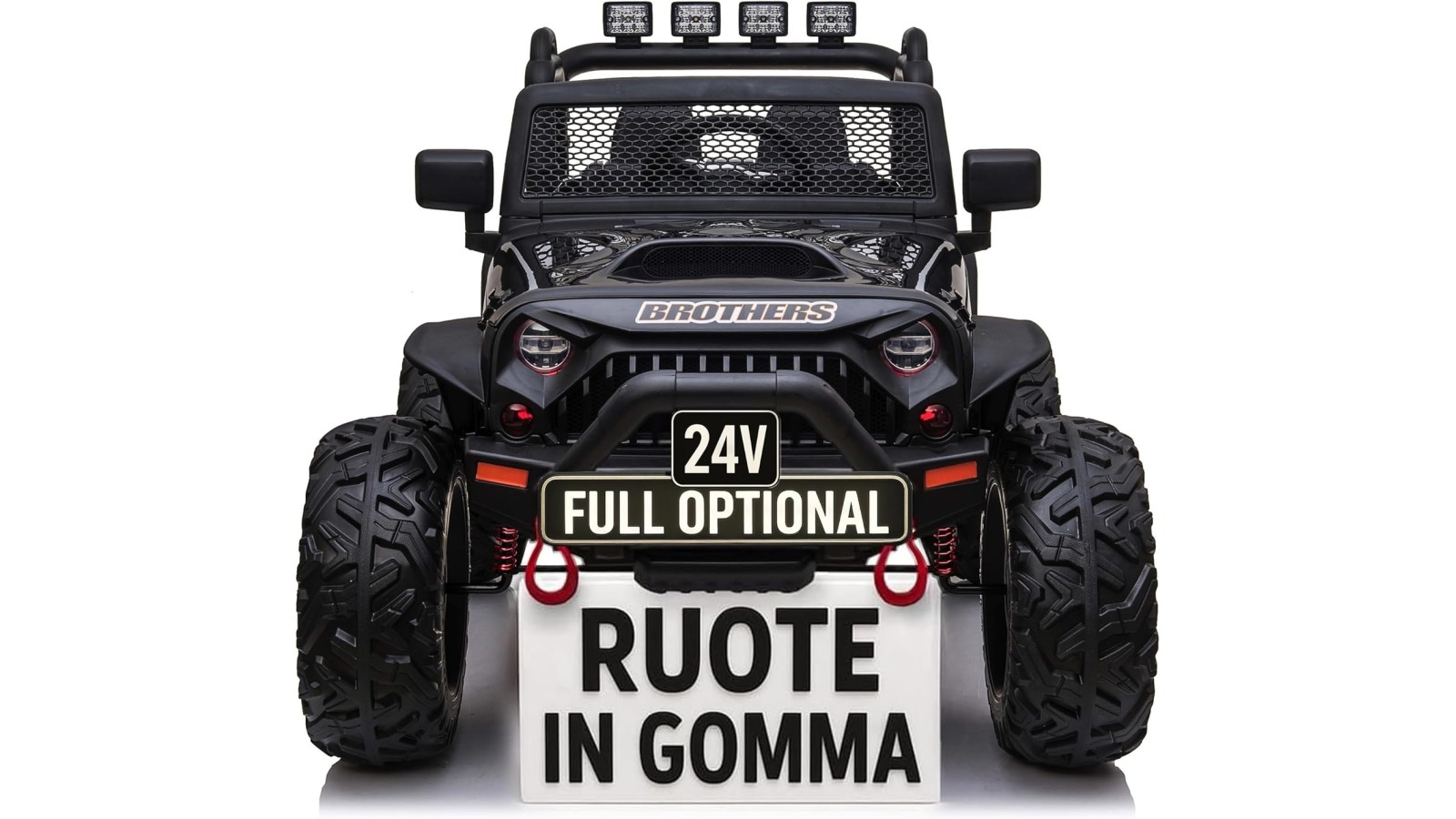 Auto Macchina Elettrica Fuoristrada Big Adventure 24V Nera per Bambini 2 Posti Full Optional sedile in pelle telecomando porte a