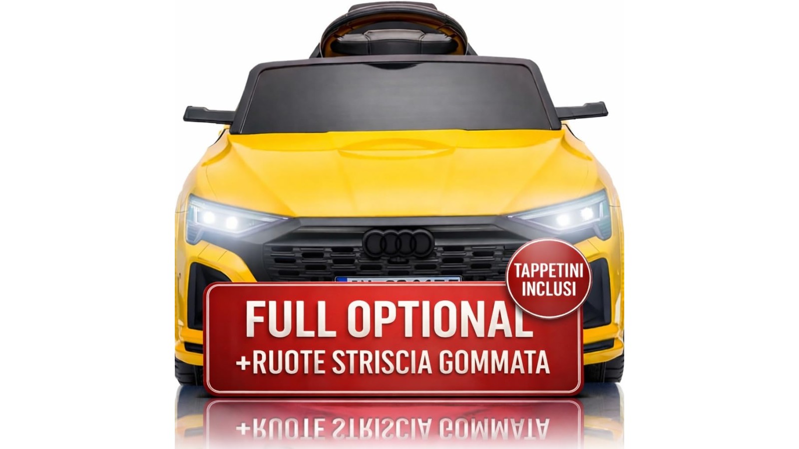 Auto Macchina Elettrica per Bambini 12V Audi SQ8 e-tron Sedile Pelle con Telecomando Cintura di Sicurezza Porte Apribili Giallo