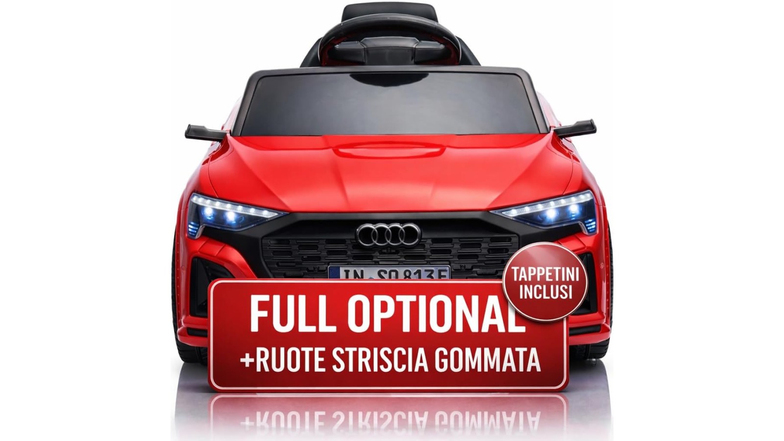 Auto Macchina Elettrica per Bambini 12V Audi SQ8 e-tron Sedile Pelle con Telecomando Cintura di Sicurezza Porte Apribili Rossa