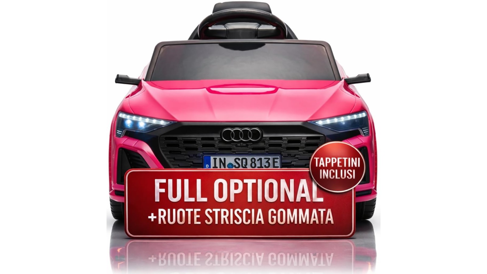 Auto Macchina Elettrica per Bambini 12V Audi SQ8 e-tron Sedile Pelle con Telecomando Cintura di Sicurezza Porte Apribili Rosa