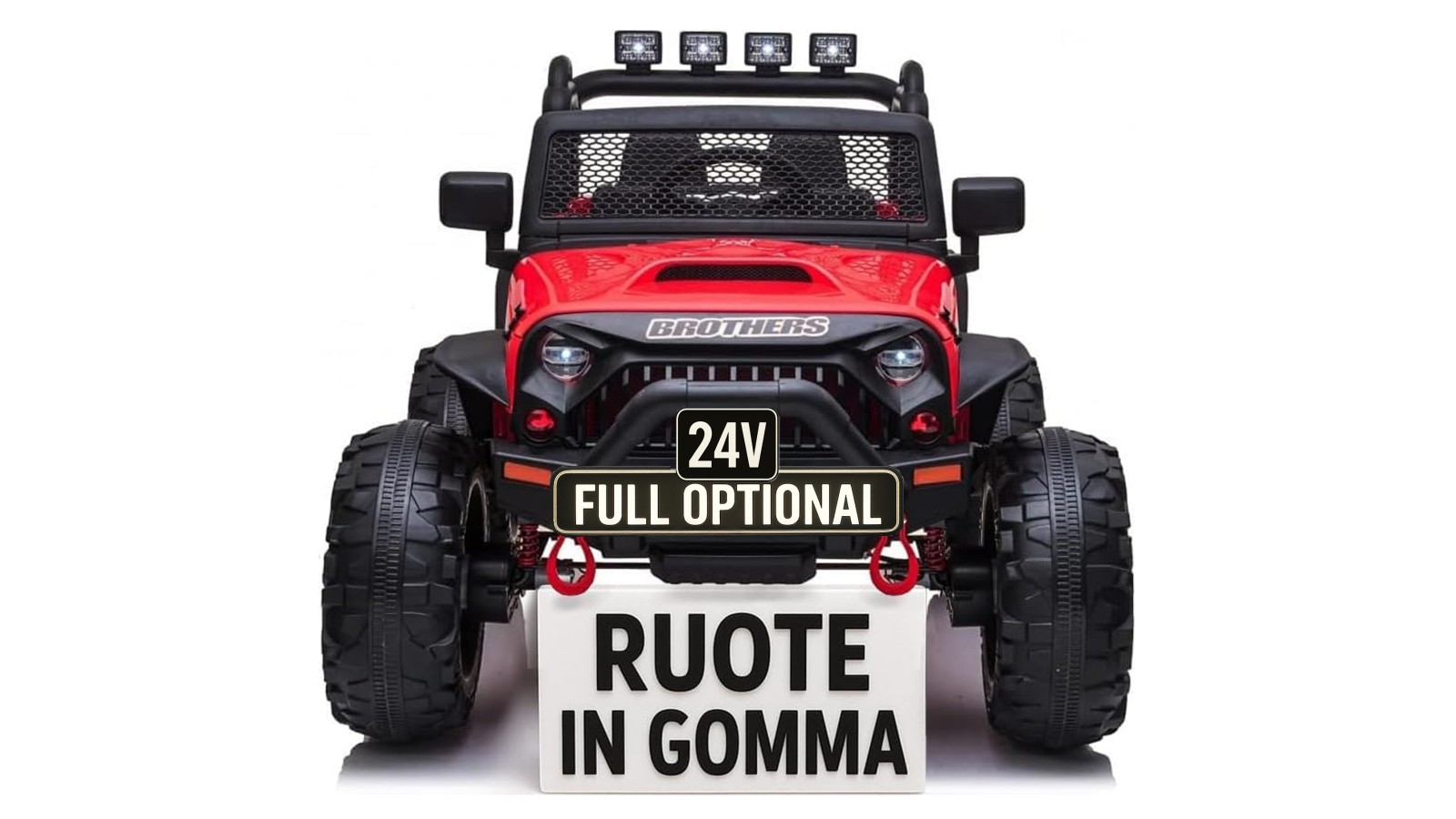 Auto Macchina Elettrica Fuoristrada Big Adventure 24V Rossa per Bambini 2 Posti Full Optional sedile in pelle telecomando porte