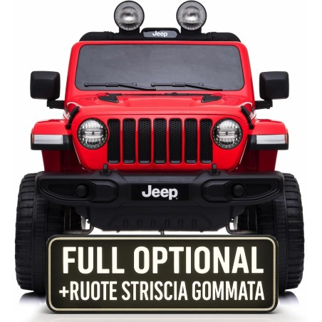 Auto Macchina Elettrica Jeep Wrangler Rubicon 12V per Bambini porte apribili Con telecomando Full accessori (Rossa)