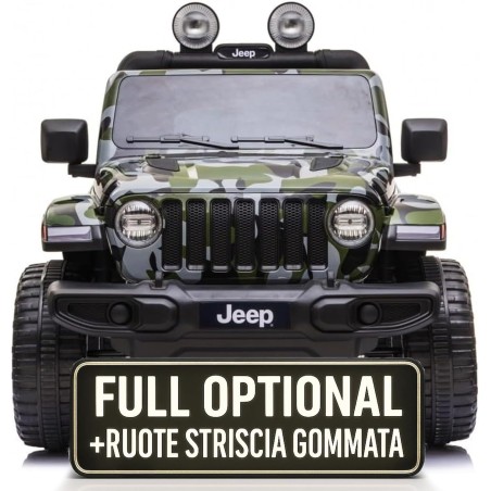 Auto Macchina Elettrica Jeep Wrangler Rubicon 12V per Bambini porte apribili Con telecomando Full accessori (Army)