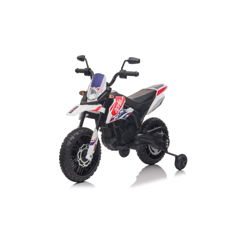 Moto Elettrica 12V per bambini Aprilia RX con Musiche Luci Mp3 Marcia avanti e indietro Sospensione a Molla